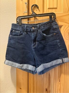 Judy Blue Dark Indigo Rolled Cuff Denim Shorts